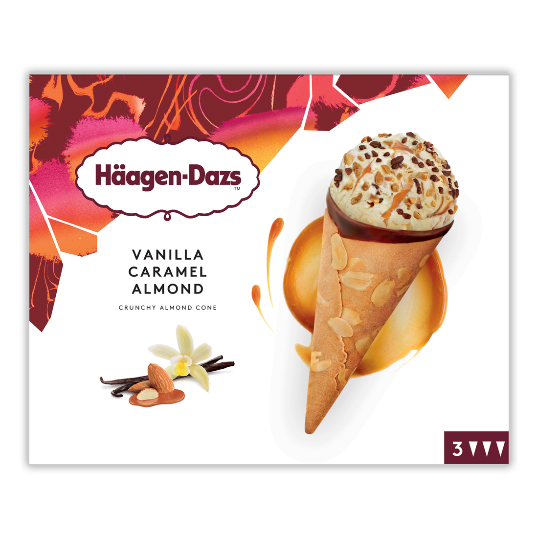 vanilla caramel almond cone