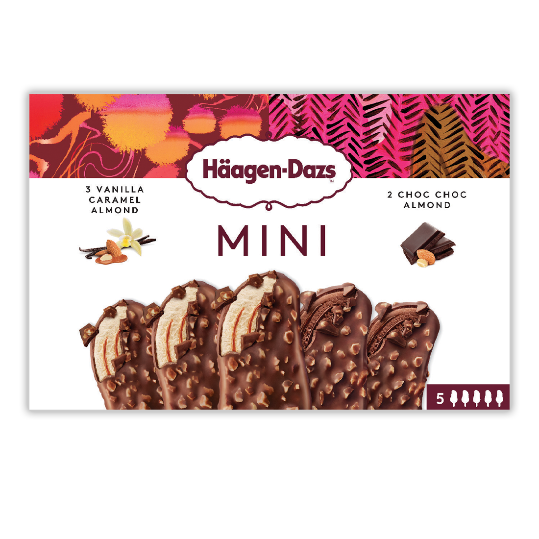 vanilla caramel almond choc choc almond mini stickbar